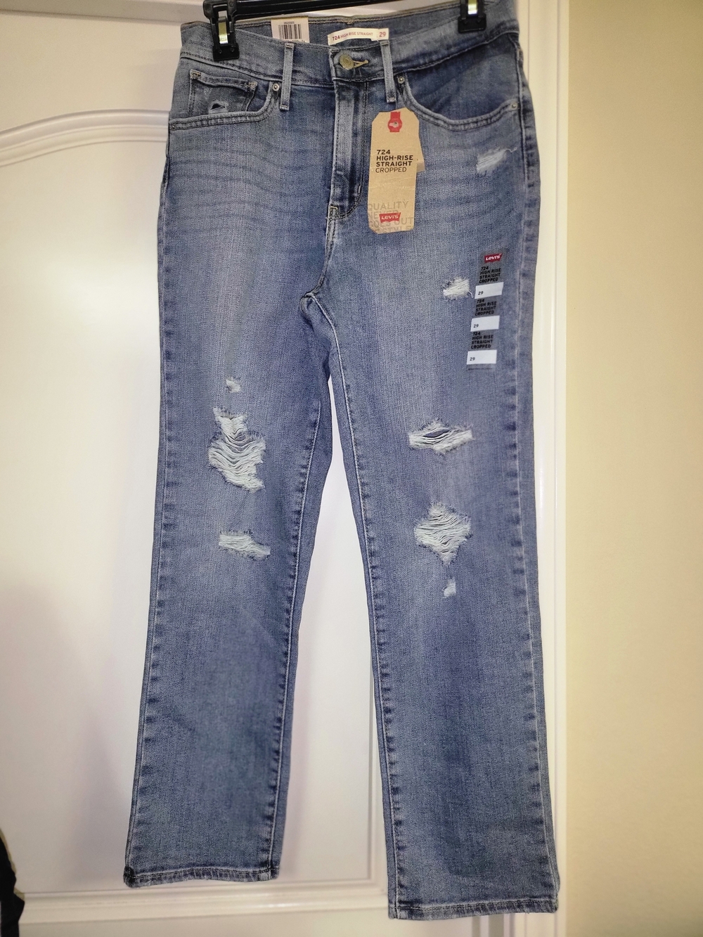 NEW NWT Levi's 724 High-Rise Straight Cropped Jeans - Light Blue SIZE 29